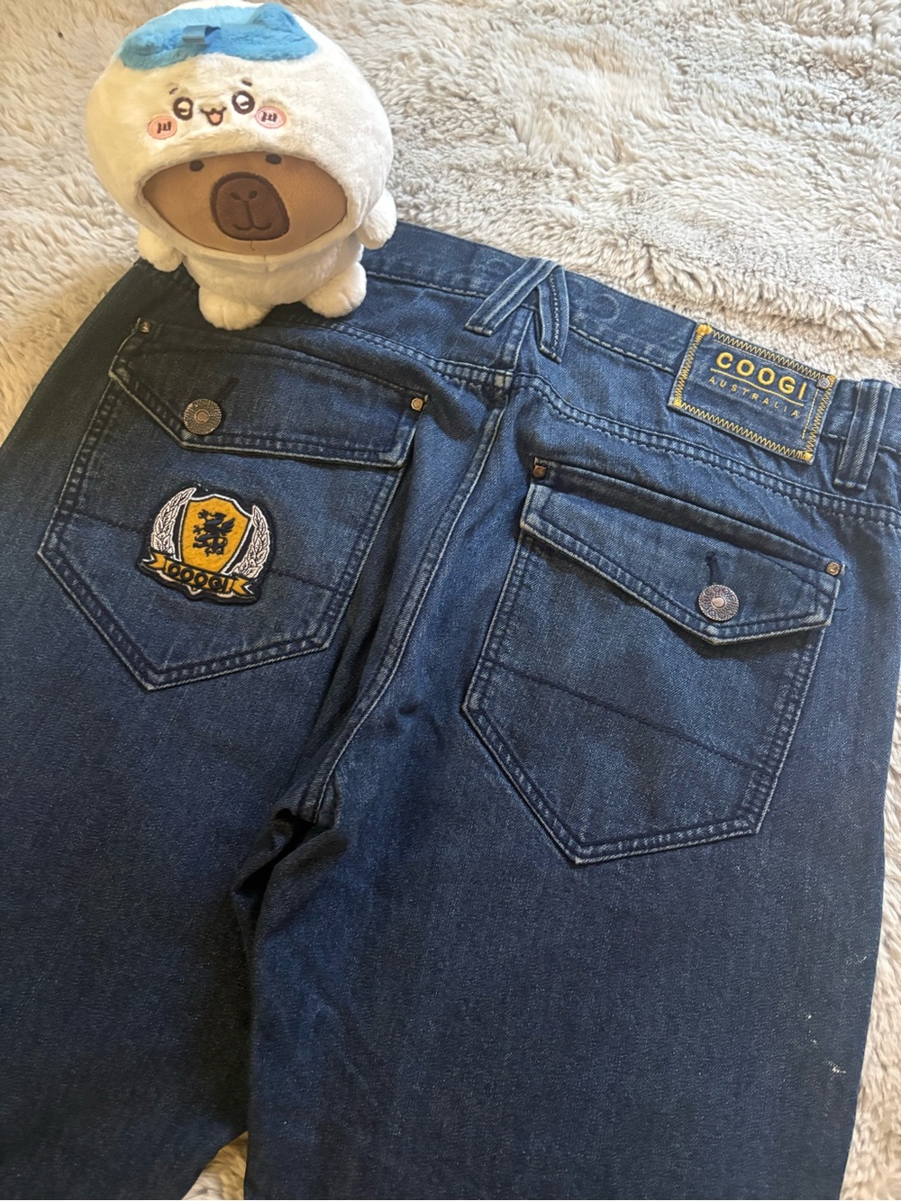 COOGI Men's Dark Blue Denim Jeans - Back Pocket Patch Detail